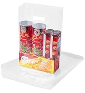 KUMSMAT 2.3 Mil Thick Clear Plastic Bags with Die Cut Handles,100 Pack 12" x 15"White Plastic Mer...
