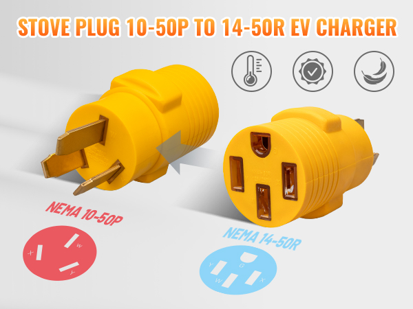 NEMA 6-50P to 14-50R EV Charger Adapter Cord, Listed 50 AMP Dryer to 50 AMP EV Conversion Adapter