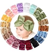 doboi 20PCS Baby Bows Baby Girl Headbands Nylon Hairbands with Ribbon Bow Handmade Elastic Baby H...