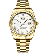 Avaner Men's Stainless Steel Watches: Gold Silver Band Analog Quartz Wrist Watch with Luminous Ha...