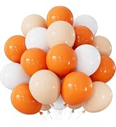 Orange and White Balloons, 12 Inch Fall Balloons for Birthday Decor | 50 PCS Orange and White Tha...