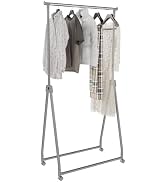 Whitmor Foldable Garment Rack - Rolling Clothes Rack - Adjustable Height Garment Rack, Heavy Duty...