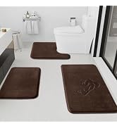 HUXMEYSON Bathroom Rugs Sets 3 Piece, Non-Slip & Quick Dry Bath Mat Set, Ultra Soft Velvet Bath R...