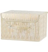VinneGenzz Decorative Storage Boxes with Lid Luxury Metallic Fabric Storage Bins Organizer Contai...