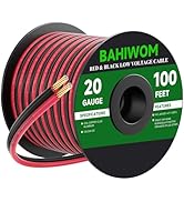 BAHIWOM 20 Gauge Wire 100FT 12V/24V DC Low Voltage Electrical Wire 2 Conductors Cable Flexible PV...