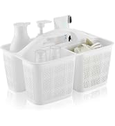 Plastic White Shower Caddy Basket, Divided Cleaning Portable Shower Basket with Handle Compartmen...