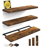 BAYKA Floating Shelves for Wall, 36 inches Wall Mounted Wood Shelves for Bathroom, Bedroom, Livin...