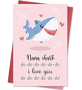 hvdler Funny Birthday Card for Grandma, Cute Nana Shark Mother’s Day Card, Grandma Mother’s Day C...