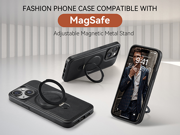 case with stand pu leather compatible with magsafe