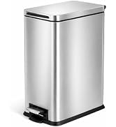 Home Zone Living 4 Gallon Slim Kitchen Trash Can with Soft Close Lid and Step Pedal, Stainless St...