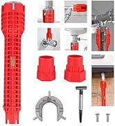 8 in 1 Faucet Wrench Tool, Water Pipe Wrench with Comfortable Grip, Tap Spanner for Tight Space, ...