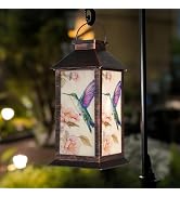 Homemory Hanging Solar Lanterns Outdoor Waterproof, Solar Hummingbird Lights with LED Flickering ...