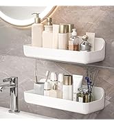 CGBE 2-Pack Acrylic Shower Shelves, Large Capacity Adhesive Shower Shelf, No Drilling Adhesive Ba...