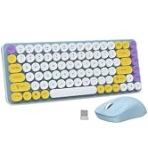 Wireless Keyboard and Mouse Combo, Colorful 85 Keys Round Keyboard Mouse Set, with Fn Multimedia ...