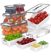 5 Pcs Fruit Storage Containers For Fridge with Removable Colander and Handle Lid, Refrigerator Or...