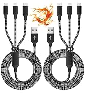 IDISON Multi Charging Cable(2Pack 4FT), 3 in 1 USB Charging Cable for Multiple Devices, Braided U...