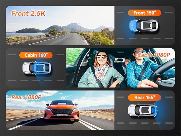 The front rear cabin lenses work together to provide complete coverage of your car's surroundings