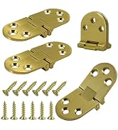BDS-HOME 4pcs Round Edge Hinge Brass Butler Tray Hinge with Screws, 180 Degree Folding Flip Top H...
