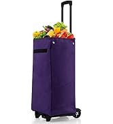 Safstar 2-in-1 Folding Shopping Cart, Grocery Laundry Utility Cart Hand Truck w/Detachable Storag...