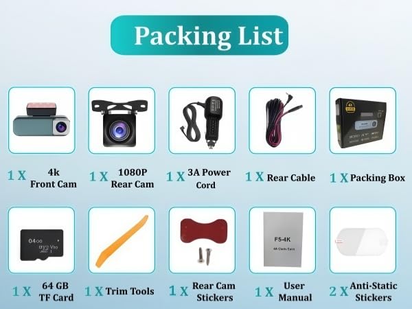 Dash Cam 4K Front and Rear