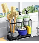 DYFVPOU Kitchen Sink Caddy, 2-Tier Self-Draining Sponge & Dish Brush Holder, Rustproof 304 Stainl...