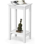Giantex 2-Tier End Table Tall Nightstand, Simple Design Sofa Bedside Table with Versatile Shelf a...