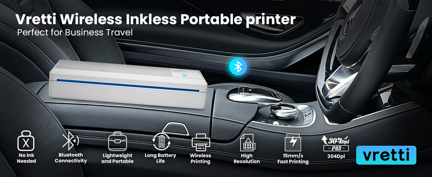 vretti P83 inkless portable printers wireless for travel, mobile thermal printer 8.5 x 11 home use