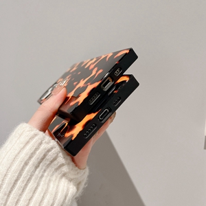 square flame print phone case