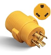MECMO NEMA L14-30P to TT-30R 30 Amp RV Generator Adapter, 4 Prong 30A L14-30P Locking Male 125/25...
