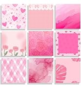 9 Pads Pink Sticky Notes Set, Cute Self-Stick Notepads, Super Adhesive Memo Pads Note Card, Offic...