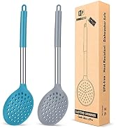 Kitchen Ladle Strainer Set of 2 Large Slotted Spoon with High Heat Resistant BPA Free Non Stick C...