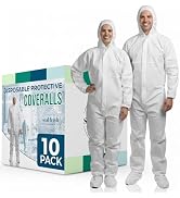 Seal Fresh Hazmat Suit – 10 Count Disposable Protective Coverall with Hood, Full Body Breathable