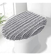 Smiry Soft Chenille Bathroom Toilet Lid Cover, Stays in Place Rubber Backing Covers, Machine Wash...