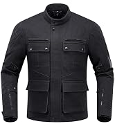 RIDEIRON Motorcycle Jacket with CE Armor, Vintage Casual Motorbike Riding Protective Gear with Re...