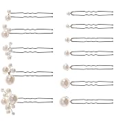 12 Pieces Bridal Pearl Hair Accessories Wedding Handmade Pearl Hair Pins for Brides, Women and Girls