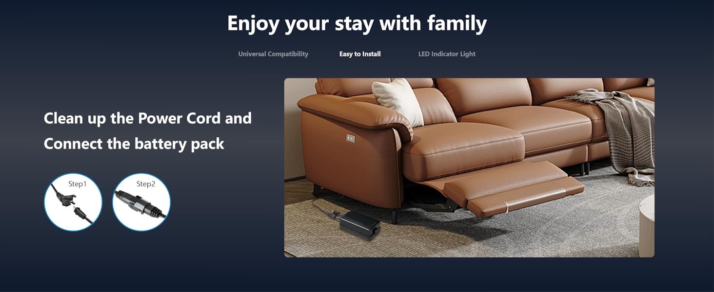 battery pack for reclining furniture