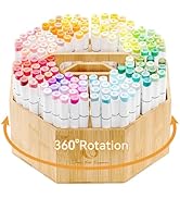 Ohuhu Rotating Marker Organizer for Alcohol Markers, 360° Rotating Bamboo Storage Hold 162 Honolu...