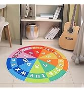 Round Rug for Kids Room 4ft Nonslip Circle Area Rug for Boys and Girls Soft Toddlers Play Mat Cir...