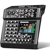 6 Channel Audio Interface Mixer Sound Board 99 DSP Digital Effects With 48khz/24bit Bluetooth USB...