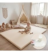 Baby Play Mat 65x50 Inches, 1.3" Thick Padded Waterproof Floor Cushion & Playpen Mat with Vegan L...