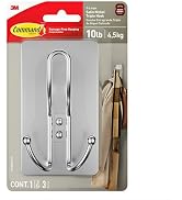Command X-Large Satin Nickel Triple Hook, 1 Hook, 3 Strips, Damage-Free Hanging with Adhesive Str...