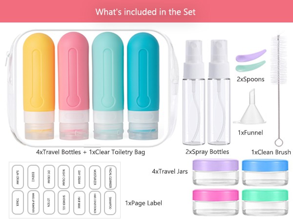 Tsa Approved 3oz Travel Size Containers, Leak Proof Silicone Travel Containers for Toiletries