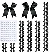 TIMESEEK 60Pcs Onyx Black Gift Wrap Bows, 3.3" Satin Ribbon Bows for Gift Wrapping, Large Size Bo...