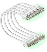 CableGeeker Cat6A Ethernet Patch Cable 1FT 5-Pack White, Slim Cat 6a Network Cable with 10Gbps Sp...