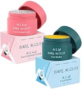 Bare August Foot Scrub & Cream Bundle - Pure & Natural Exfoliating Treatment - Foot Moisturizer a...