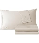 Lacoste 100% Cotton Percale 4-Piece Sheet Set – Crisp Cool Breathable All-Season Bedding, Oeko-Te...