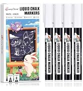 Bunnyclover 4 Pack White Chalk Markers, Liquid Chalk Wet and Dry Erase Marker Pens for Chalkboard...