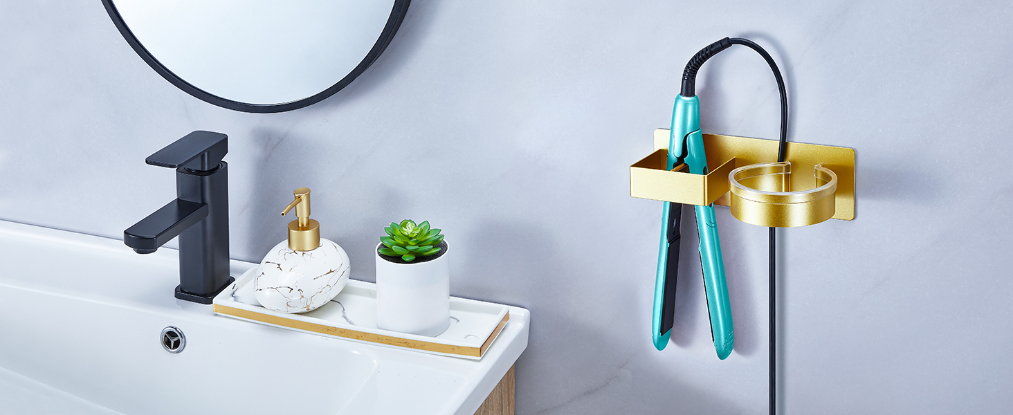 Modern bathroom fixtures including faucet handle, spout, and soap dispenser in matte black finish mounted on white surface.