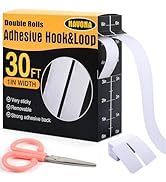 30Ft x 1 Inch Hook and Loop Strips with Adhesive,Double Rolls of Heavy Duty Self Adhesive Tape wi...