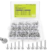 450PCS 410 Stainless Steel Self Tapping Screws Assortment Kit, #8 & #10 Hex Washer Head Sheet Met...